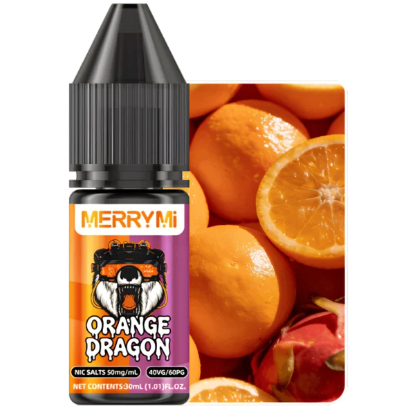 Butelka e-liquidu Orange Dragon 30ml 5%. Płyn do e-papierosów łączący smak pomarańczy i smoczego owocu.