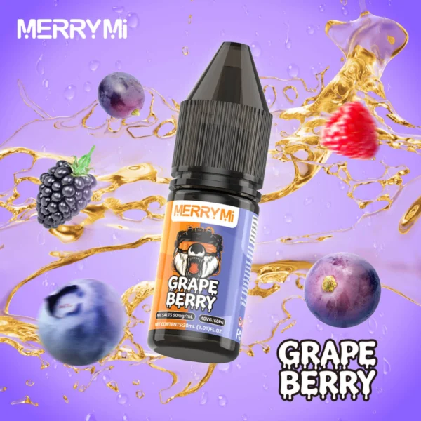 E-liquid Grape Berry 30ml z 5% nikotyny. Płyn do e-papierosa łączący smak winogron i owoców jagodowych.