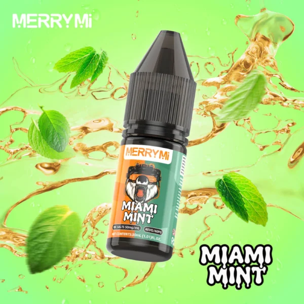 E-liquid Miami Mint 30ml 5%. Płyn do e-papierosów o smaku słodkiej, orzeźwiającej mięty w stylu Miami.